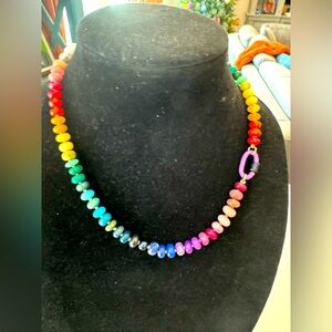 Winter lemon Candy Multi-gem silk knotted necklace